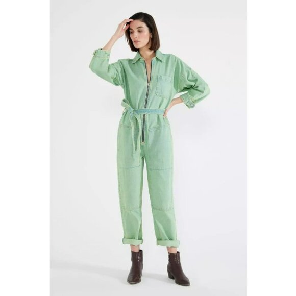 NWT ETICA Zeta Carpenter Jumpsuit XS S M in Cyclone Yellow